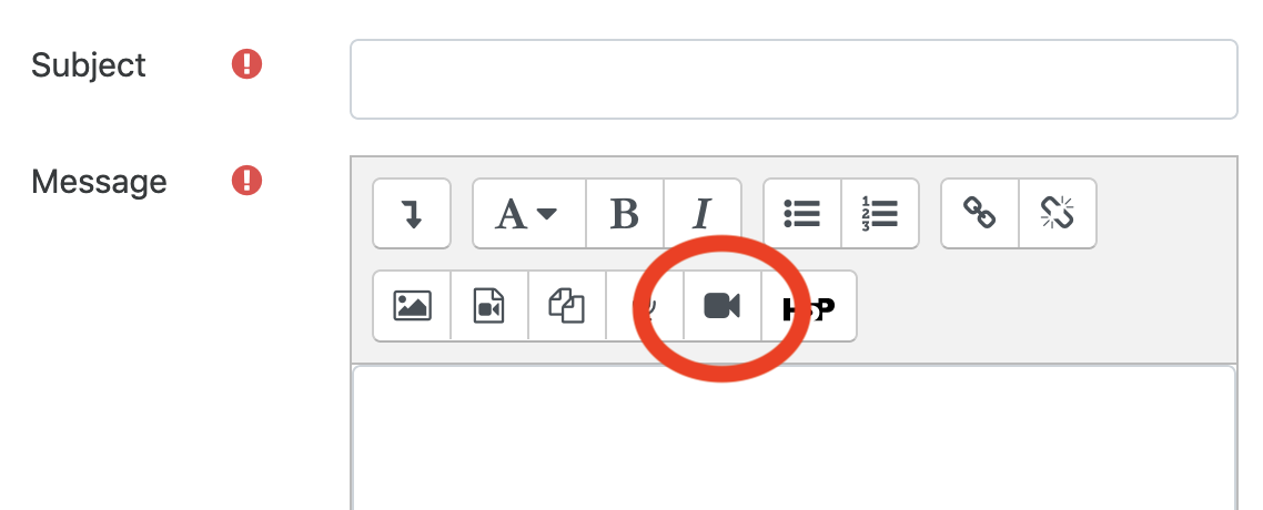 Moodle Forum Record Video Button